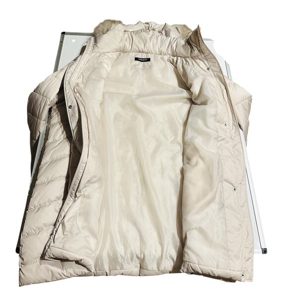 Kenneth Cole NY Women's 3/4 Chevron Quilted Puffer w/Faux Fur Trimmed Hood Sz XL - Picture 3 of 9